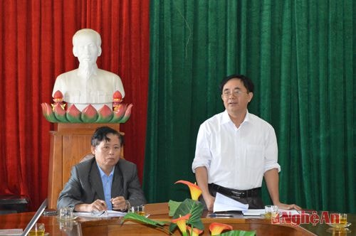 Đồng chí Nguyễn Văn Hùng - Phó Bí thư thường trực Huyện ủy kết luận tại buổi làm việc.