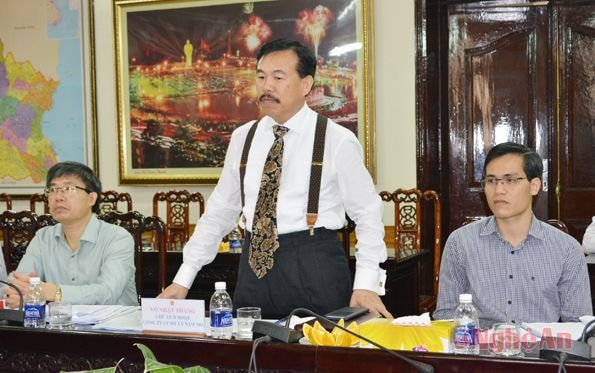 Ông Võ Nhật Thăng- Chủ tịch HĐQT Công ty Cp Thủy điện Mỹ Lý-Nậm Mô phát biểu