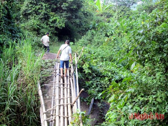 Đường vào bản Lữ Thành (xã Tây Sơn - Kỳ Sơn).