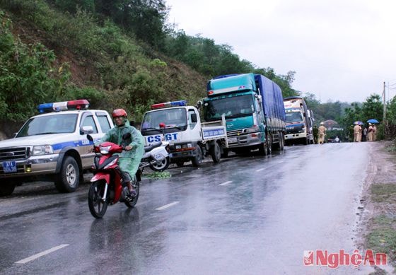 Hiện đội tuần tra kiểm soát giao thông 17 phối hợp với công an huyện Tương Dương áp tải đoàn xe về trạm cân Đô Lương cân trọng tải và tiếp tục xử lý theo quy định của pháp luật.