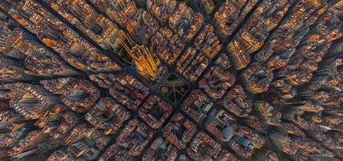 Quang cảnh nhìn từ trên cao của thành phố Barcelona, ​​Tây Ban Nha