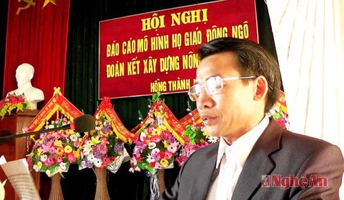 Ông Lê Văn Trung - Trưởng ban hành giáo họ Đông Ngô tham luận tại hội nghị