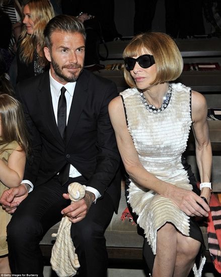 David Beckham và tổng biên tập quyền lực tạp chí Vogue - Anna Wintour.