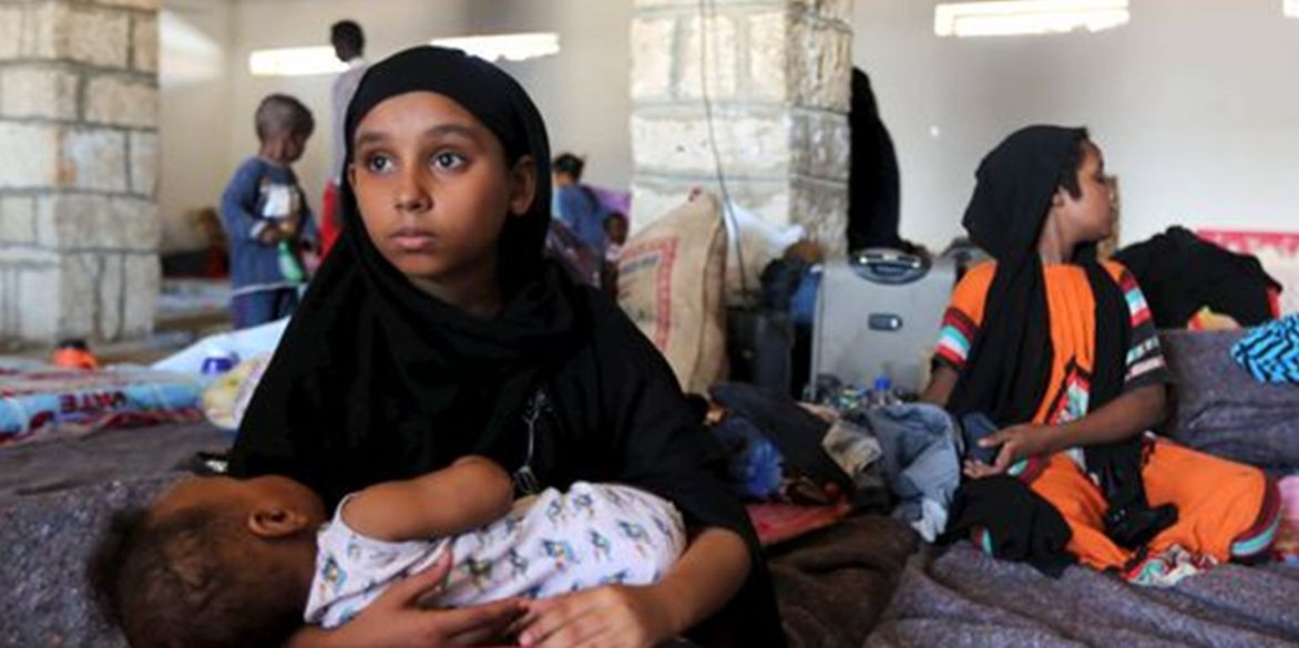 Những trẻ em người Yemen trong khu vực dành cho người tị nạn ở Bosasso, Somalia hôm 17/4. Ảnh: Reuters