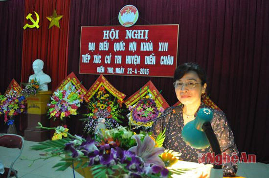 Bà Lê Thị Tám báo cáo với cử tri nội dung trọng tâm kỳ họp thứ 9 Quốc hội khóa XIII sắp tới