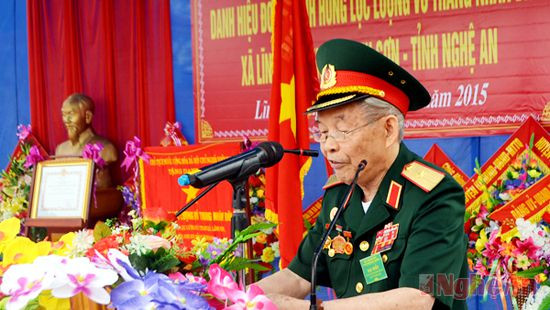 Thiếu tướng Cao Xuân Khuông phát biểu tại buổi lể