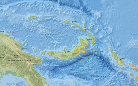 Tâm chấn trận động đất 7,5 độ richter ở Papua New Guinea (ảnh: USGS)