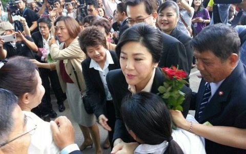 Cựu Thủ tướng Thái Lan Yingluck có mặt tại Tòa án tối cao sáng 19/5 (ảnh: Post Today)