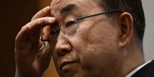 Tổng thư ký Ban Ki Moon hôm 19 tháng 5 tại thủ đô Seoul. Ảnh: AFP