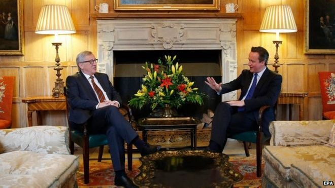 Thủ tướng Anh David Cameron hội đàm cùng Chủ tịch Ủy ban châu Âu Jean Claude Juncker 