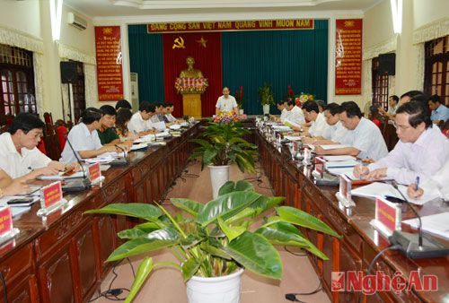 Đồng chí Trần Hồng Châu, Phó Bí thư Thường trực Tỉnh ủy, Chủ tịch HĐND tỉnh phát biểu kết luận tại buổi làm việc