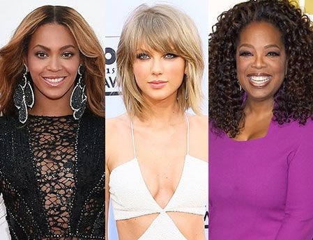 Beyonce, Taylor Swift, Oprah Winfrey (từ trái qua) nằm trong danh sách 