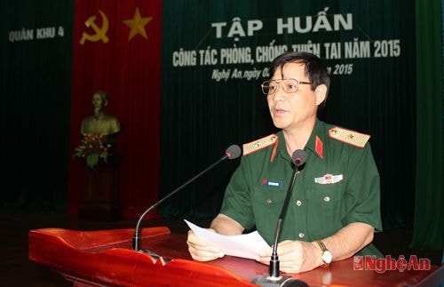 Thiếu tướng Đặng Trọng Quân, Phó tư lệnh, Tham mưu trưởng, Trưởng Ban tổ chức lớp tập huấn phát biểu khai mạc.