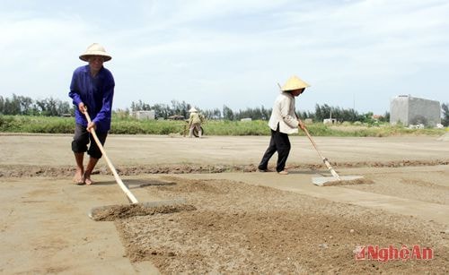 Vợ chồng cụ Trương Văn Tâm  82 tuổi, Lê Thị Tường, 77 tuổi hàng chục năm nay vẫn sống bằng nghề làm muối