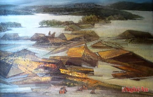 Tác phẩm “Bão lũ miền Trung quặn lòng cả nước”.