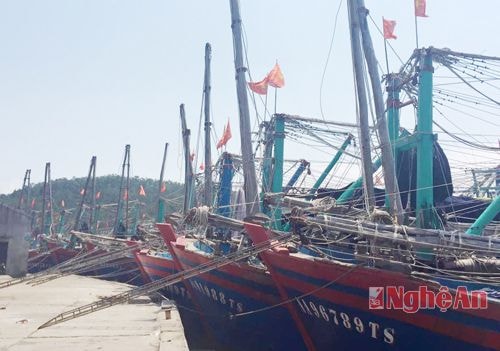 Tàu nằm bờ trên bến lạch Quèn