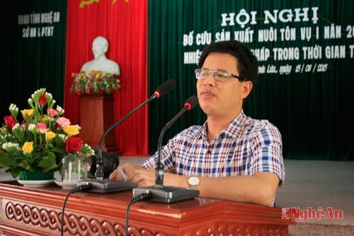 Ông Đặng Văn Minh đại diện Chi cục Thú y thông qua công tác phòng chống dịch thủy sản trong 6 tháng đầu năm nay.