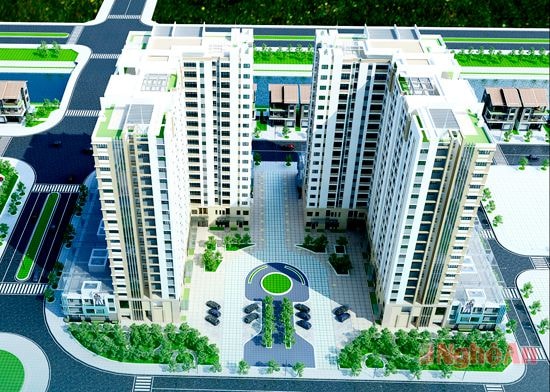 Phối cảnh Khu nhà ở cao tầng kết hợp khu dịch vụ thương mại và nhà thấp tầng tại Khu đô thị mới Cửa Tiền.