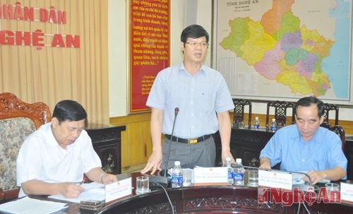 Đồng chí Lê Xuân Đại - Phó chủ tịch UBND tỉnh phát biểu tại hội nghị