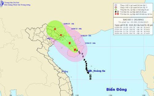 Hướng di chuyển của bão số 1