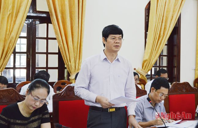 Đồng chí Lê Xuân Đại, Ủy viên BTV Tỉnh ủy, Phó Chủ tịch UBND tỉnh báo cáo tình hình KT-XH 6 tháng đầu năm 2015