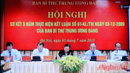 Các đồng chí lãnh đạo Trung ương chủ trì Hội nghị