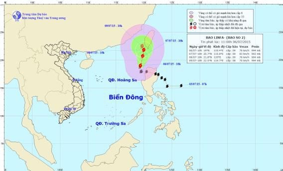 Đường đi và vị trí cơn bão.