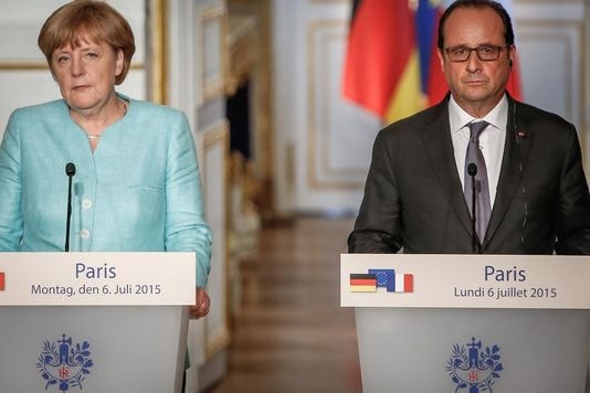 Tổng thống Pháp Hollande và Thủ tướng Đức Merkel đã có buổi gặp tối 6/7 tại điện Elysée