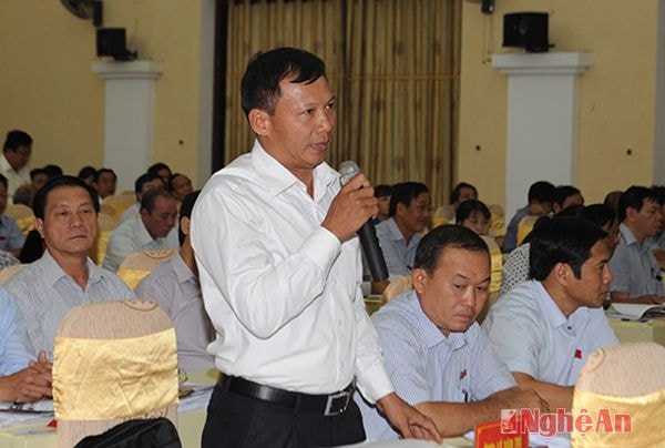 Đại biểu Lê Văn Trí (đại biểu huyện Anh Sơn) đặt ra vấn đề hỗ trợ nguồn vốn cho nông dân triển khai mô hình 