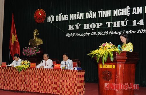 Đại diện Thư ký kỳ họp, bà Thái Thị An Chung  trình bày Nghị quyết 