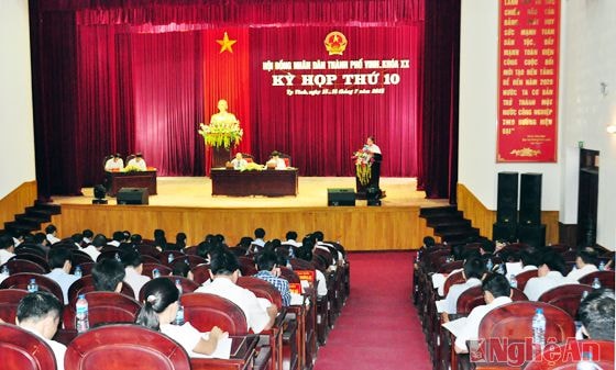 Quang cảnh kỳ họp thứ 10 HĐND thành phố Vinh nhiệm kỳ 2011 - 2016