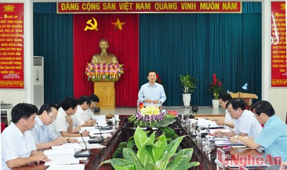 Đồng chí Lê Quang Huy - Phó Bí thư Tỉnh ủy phát biểu phối hợp đảm bảo công tác tuyên truyền hiệu quả