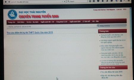Trang web tra cứu điểm thi ĐH Thái Nguyên nhiều lần vào chỉ hiện ra phần tra cứu điểm thi như thế này.