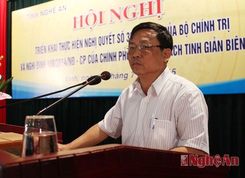 Đồng chí Đậu Văn Thanh, Phó Ban Tổ chức Tỉnh ủy quán triệt nội dung Nghị quyết số 39 của Bộ Chính trị