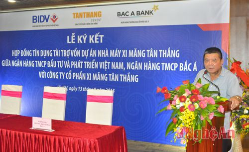 Ông Trần Bắc Hà, Chủ tịch BIDB sẽ tạo điều kiện thuận lợi về nguồn  vốn đáp ứng cho dự án xi măng Tân Thắng
