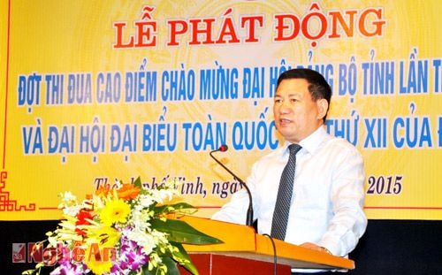 Đồng chí Hồ Đức Phớc- Bí thư Tỉnh ủy  phát biểu tại buổi lễ