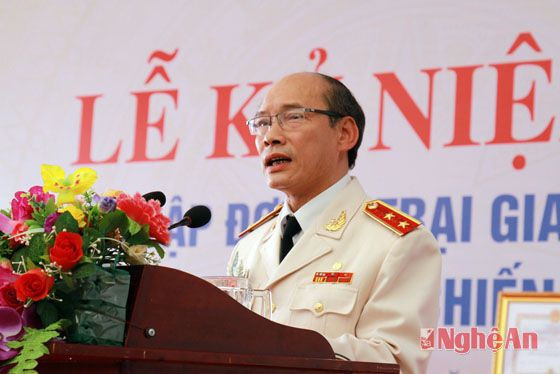 Trung tướng Nguyễn Hoàng Hà, Phó Tổng cục trưởng Tổng cục Thi hành án hình sự và hỗ trợ tư pháp, Bộ Công an phát biểu tại buổi lễ