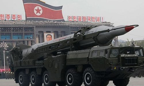 Tên lửa Rodong của Triều Tiên, một trong những loại vũ khi hạng nặng được đưa ra biên giới để đấu pháo với Hàn Quốc. Nguồn: Yonhap.