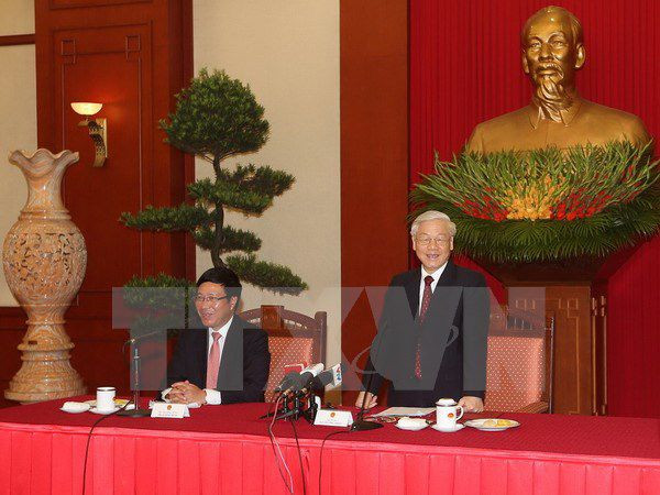 Tổng Bí thư Nguyễn Phú Trọng phát biểu tại buổi tiếp. 