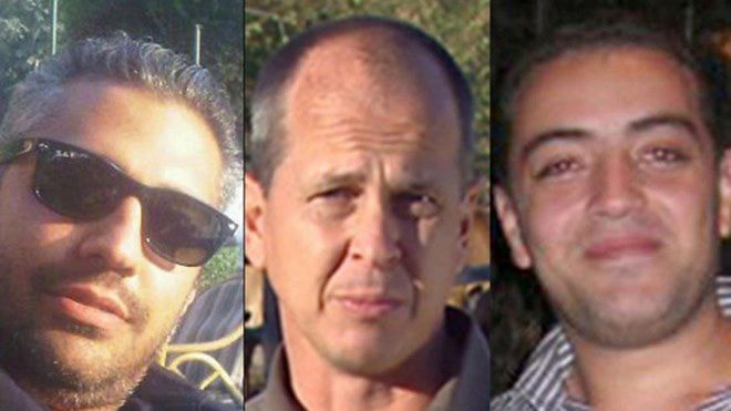 Từ trái qua phải: Mohamed Fahmy, Peter Greste, Baher Mohamed. (Nguồn: Al-Jazeera)