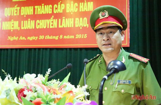Đại tá Nguyễn Hữu Cầu, Giám đốc Công an tỉnh Nghệ An phát biểu