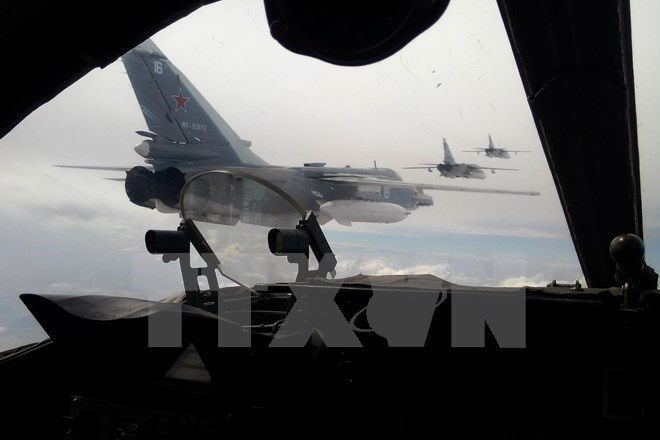 Máy bay ném bom Su-24 của Không quân Nga tham gia một cuộc tập trận. Ảnh: AFP/TTXVN