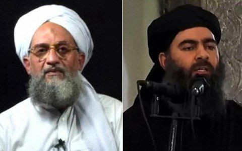  Thủ lĩnh al-Qaeda Zawahiri  (trái) và thủ lĩnh IS Abu Bakr al-Baghdadi. Ảnh AP