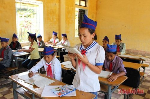 Tiết học ở Trường THCS Kim Lâm (Thanh Chương).