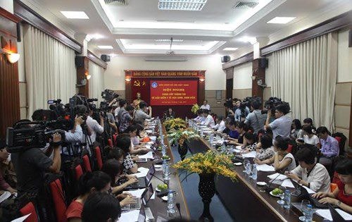Toàn cảnh cuộc họp báo chiều 16/9 tại trụ sở Bảo hiểm xã hội Việt Nam (Ảnh: Thùy Linh)