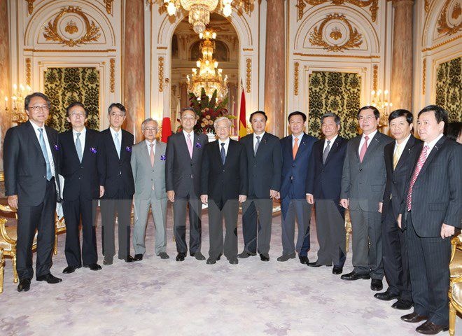 Tổng Bí thư Nguyễn Phú Trọng tiếp Chủ tịch Tập đoàn Sumitomo Kuniharu Nakamura. 