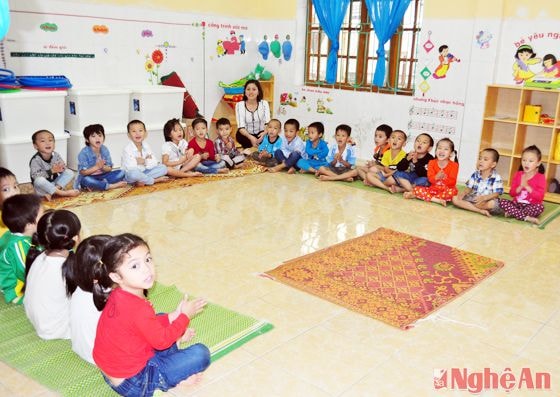 Một lớp học cho trẻ 5 tuổi ở Trường mầm non Mường Xén, Kỳ Sơn