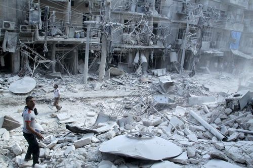 Khung cảnh hoang tàn tại Syria, nơi IS chiếm giữ một phần. Ảnh: Reuters