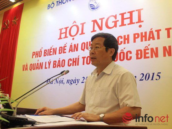 Bộ trưởng Bộ TT&TT Nguyễn Bắc Son phát biểu kết luận Hội nghị về Quy hoạch báo chí toàn quốc sáng 25/9/2015 tại Hà Nội. Ảnh: Hồng Chuyên