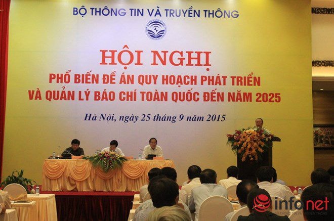 Toàn cảnh hội nghị phổ biến đề án quy hoạch phát triển và quản lý báo chí toàn quốc đến năm 2025 (Ảnh Hồng Chuyên)